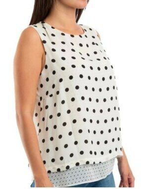 Rose + Olive Women's Black Polka Dot Sleeveless Blouse Layered Size Medium NEW